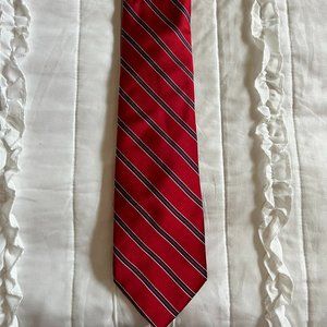 US Polo Association Red/Blue/White Striped Silk Tie